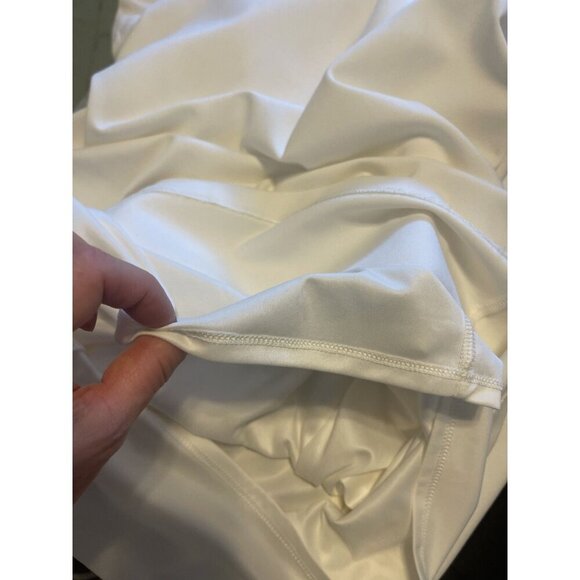 NWT Express Draped ruched cap sleeve Midi Sheath Dress Ivory XS Office work - Picture 6 of 6